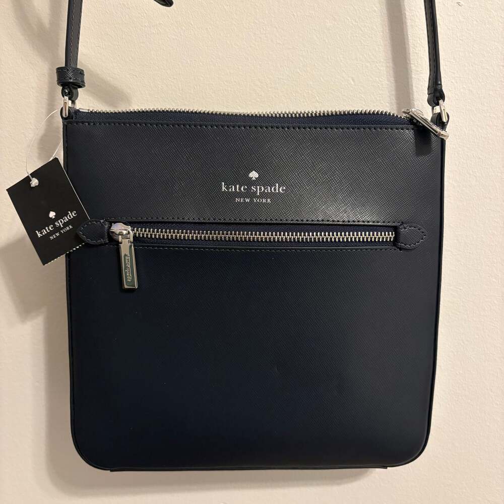 New Kate Spade Sadie Large Crossbody Navy Saffiano Leather Handbag - Picture 2 of 9